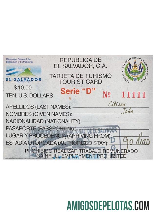 Cartão Turístico EL SALVADOR amostra